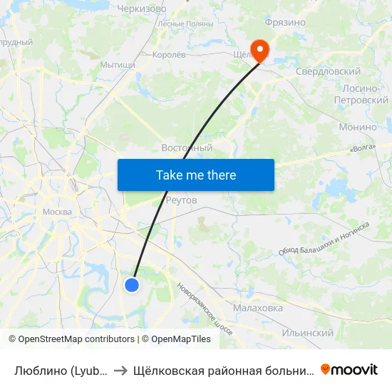 Люблино (Lyublino) to Щёлковская районная больница № 1 map