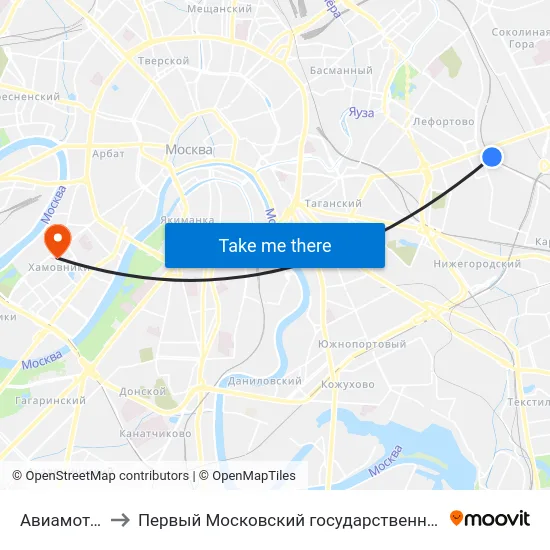 Авиамоторная МЦД D3 to Первый Московский государственный медицинский университет им. И. М. Сеченова map