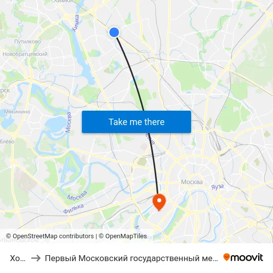 Ховрино to Первый Московский государственный медицинский университет им. И. М. Сеченова map