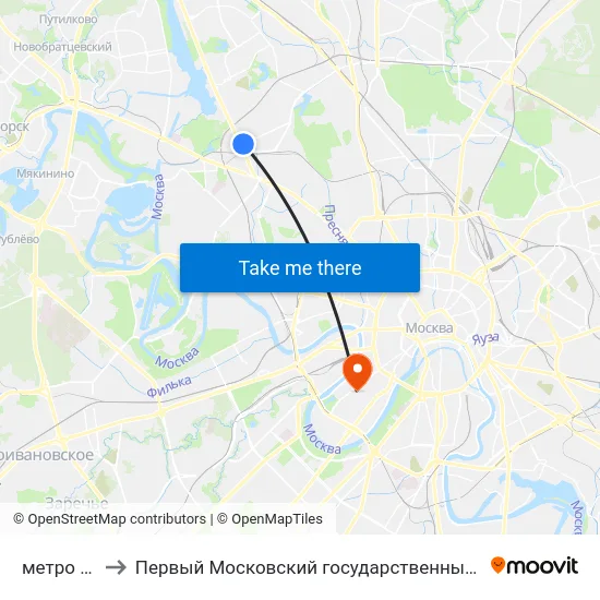метро Войковская to Первый Московский государственный медицинский университет им. И. М. Сеченова map
