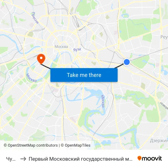 Чухлинка to Первый Московский государственный медицинский университет им. И. М. Сеченова map
