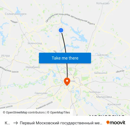 Катуар to Первый Московский государственный медицинский университет им. И. М. Сеченова map