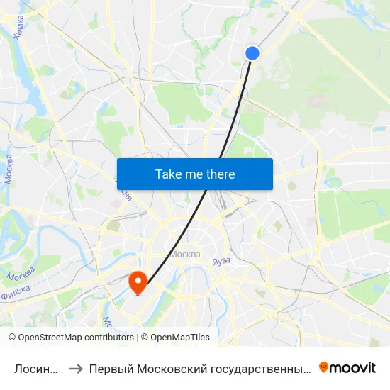 Лосиноостровская to Первый Московский государственный медицинский университет им. И. М. Сеченова map