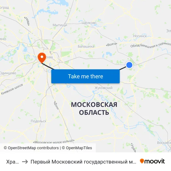 Храпуново to Первый Московский государственный медицинский университет им. И. М. Сеченова map