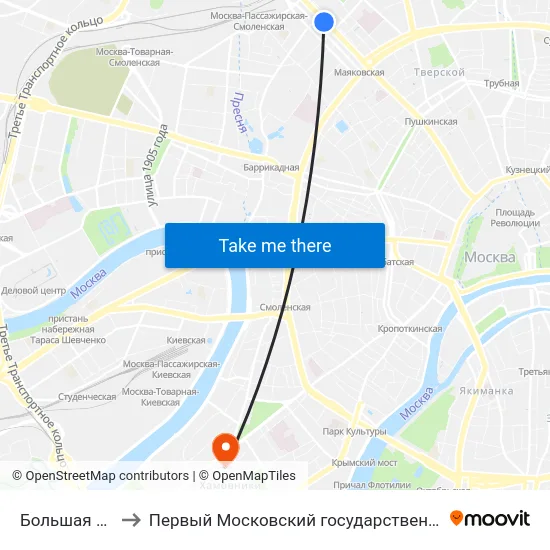 Большая Грузинская Улица to Первый Московский государственный медицинский университет им. И. М. Сеченова map