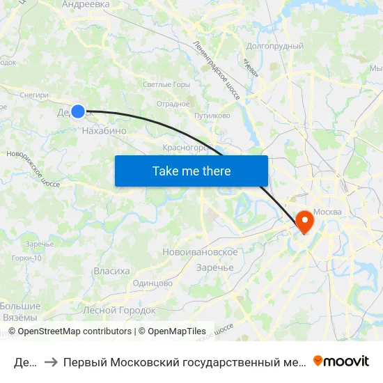 Дедовск to Первый Московский государственный медицинский университет им. И. М. Сеченова map