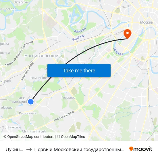 Лукинская улица to Первый Московский государственный медицинский университет им. И. М. Сеченова map
