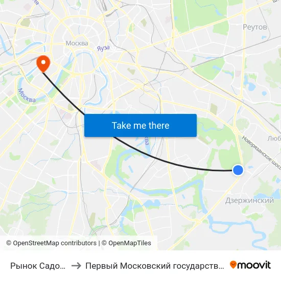 Рынок Садовод (ул. Верхние Поля) to Первый Московский государственный медицинский университет им. И. М. Сеченова map
