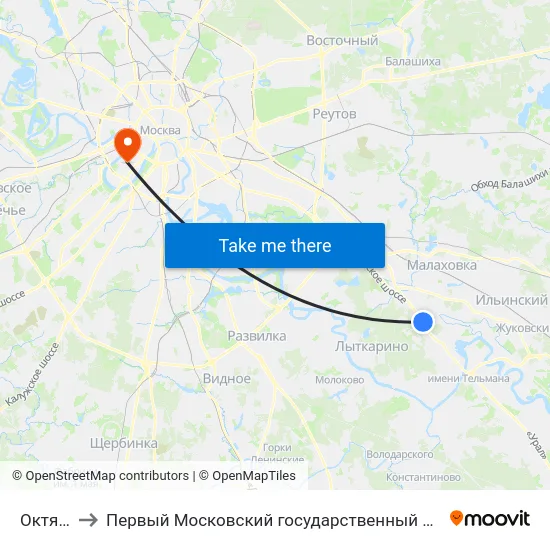Октябрьский to Первый Московский государственный медицинский университет им. И. М. Сеченова map
