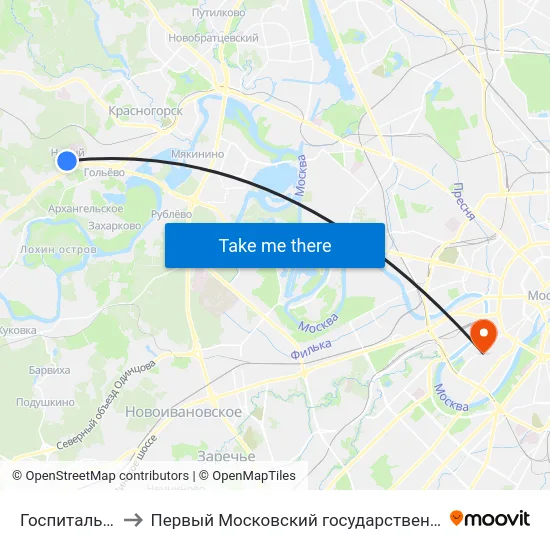 Госпиталь им. Вишневского to Первый Московский государственный медицинский университет им. И. М. Сеченова map