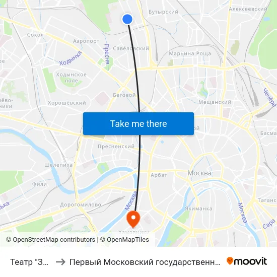 Театр "Золотое кольцо" to Первый Московский государственный медицинский университет им. И. М. Сеченова map