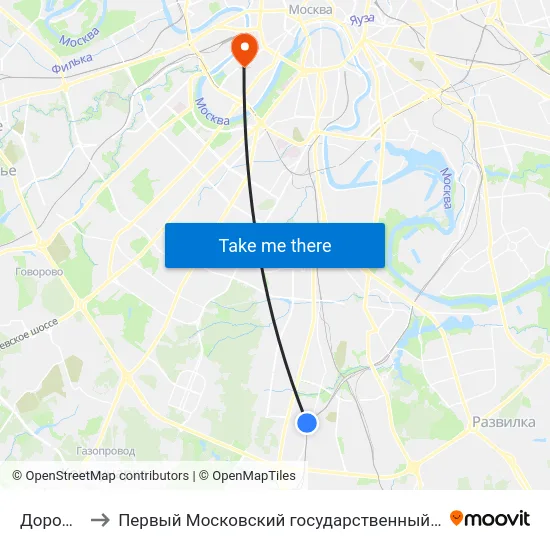 Дорожная улица to Первый Московский государственный медицинский университет им. И. М. Сеченова map