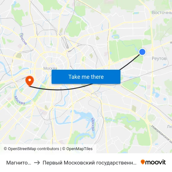 Магнитогорская улица to Первый Московский государственный медицинский университет им. И. М. Сеченова map