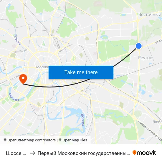 Шоссе Энтузиастов to Первый Московский государственный медицинский университет им. И. М. Сеченова map