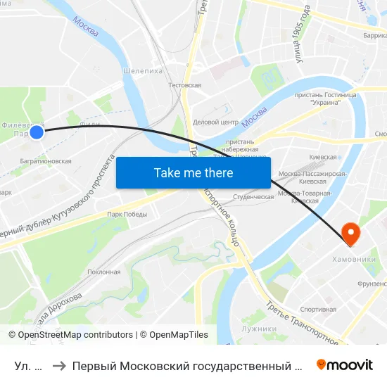 Ул. Барклая to Первый Московский государственный медицинский университет им. И. М. Сеченова map