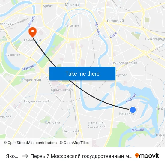 Якорная ул. to Первый Московский государственный медицинский университет им. И. М. Сеченова map