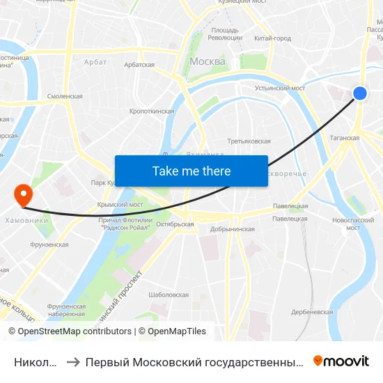 Николоямская ул. to Первый Московский государственный медицинский университет им. И. М. Сеченова map