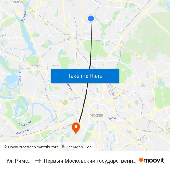 Ул. Римского-Корсакова to Первый Московский государственный медицинский университет им. И. М. Сеченова map