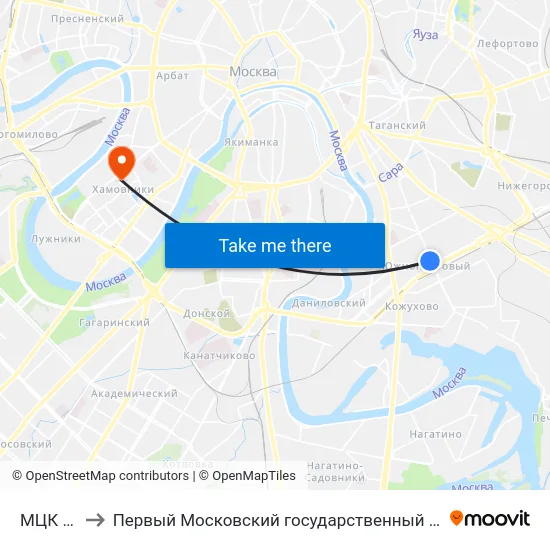 МЦК Дубровка to Первый Московский государственный медицинский университет им. И. М. Сеченова map