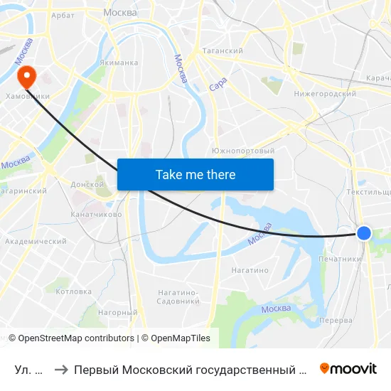 Ул. Шкулева to Первый Московский государственный медицинский университет им. И. М. Сеченова map