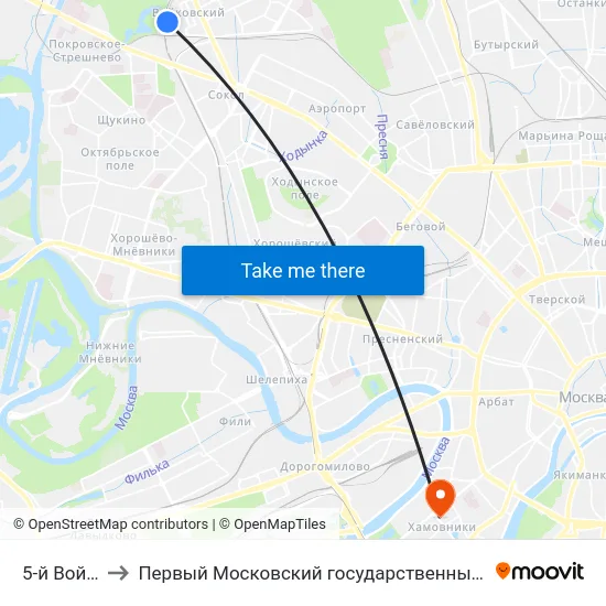 5-й Войковский пр. to Первый Московский государственный медицинский университет им. И. М. Сеченова map