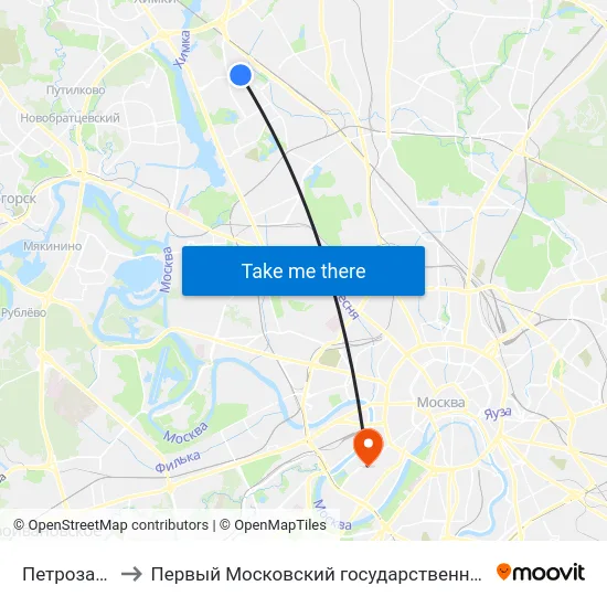 Петрозаводская улица to Первый Московский государственный медицинский университет им. И. М. Сеченова map