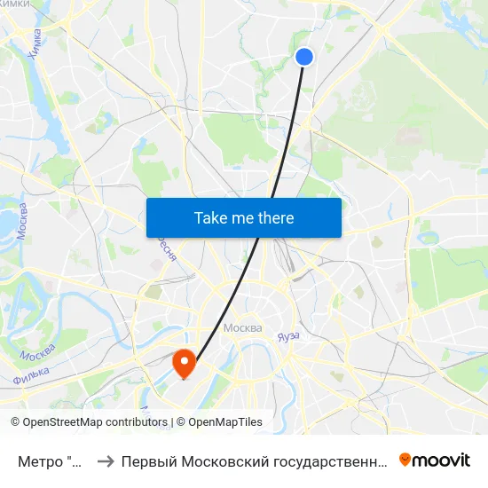 Метро "Бабушкинская" to Первый Московский государственный медицинский университет им. И. М. Сеченова map