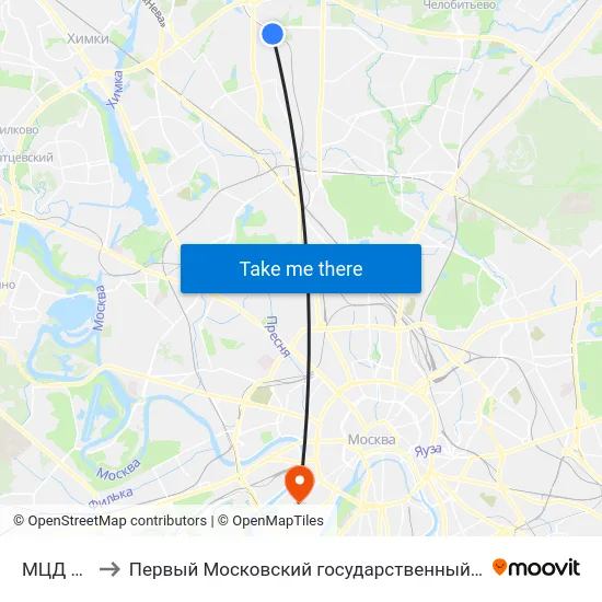 МЦД Лианозово to Первый Московский государственный медицинский университет им. И. М. Сеченова map