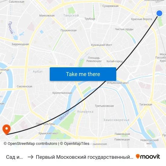 Сад им. Баумана to Первый Московский государственный медицинский университет им. И. М. Сеченова map