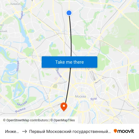 Инженерная ул. to Первый Московский государственный медицинский университет им. И. М. Сеченова map