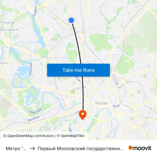 Метро "Селигерская" to Первый Московский государственный медицинский университет им. И. М. Сеченова map