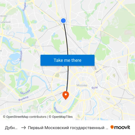 Дубнинская ул. to Первый Московский государственный медицинский университет им. И. М. Сеченова map