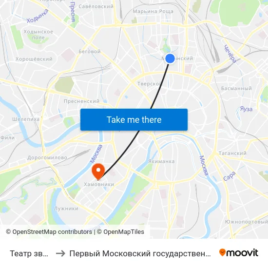 Театр зверей им. Дурова to Первый Московский государственный медицинский университет им. И. М. Сеченова map