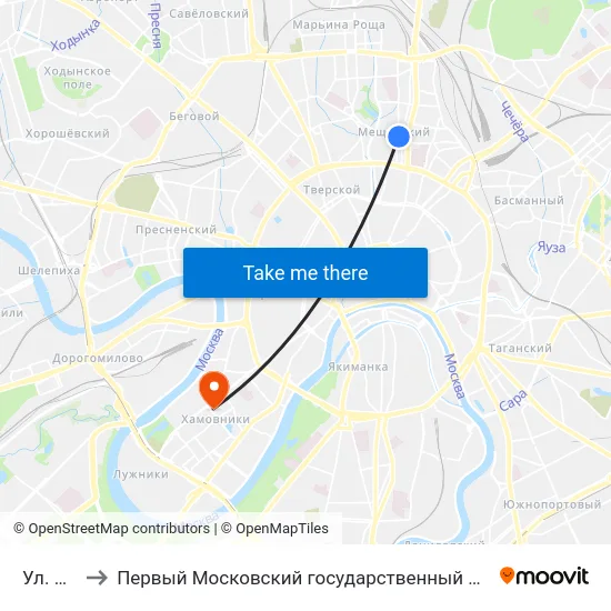 Ул. Щепкина to Первый Московский государственный медицинский университет им. И. М. Сеченова map