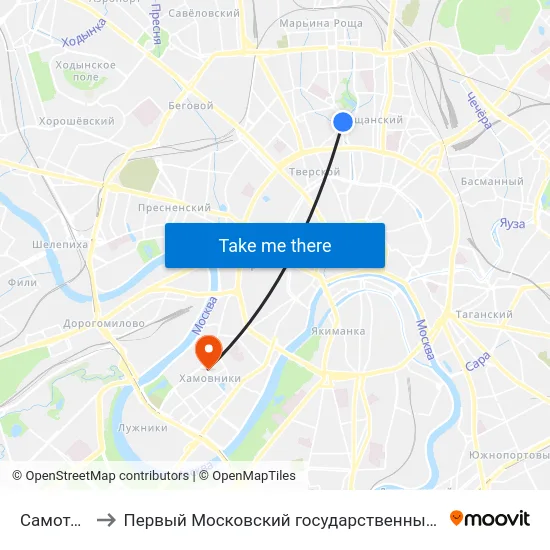 Самотёчная улица to Первый Московский государственный медицинский университет им. И. М. Сеченова map