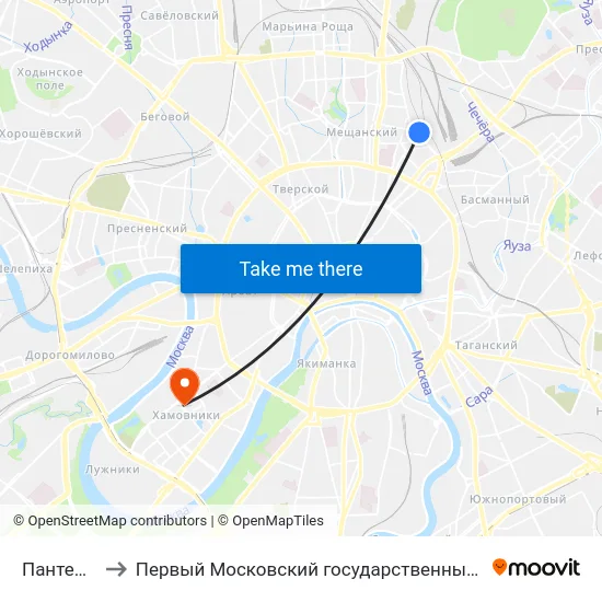 Пантелеевская ул. to Первый Московский государственный медицинский университет им. И. М. Сеченова map