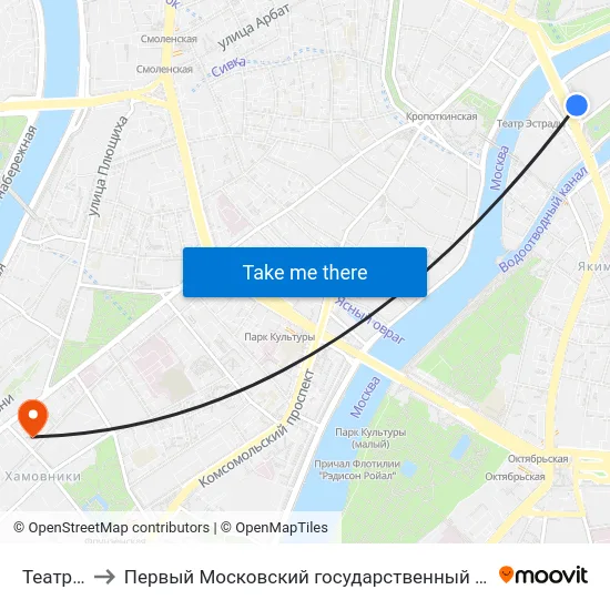 Театр эстрады to Первый Московский государственный медицинский университет им. И. М. Сеченова map