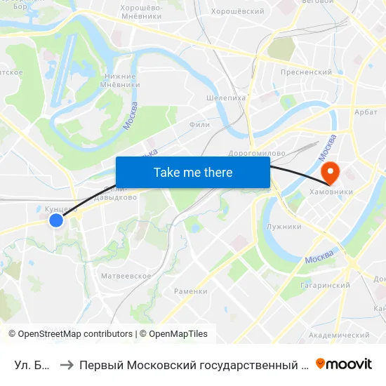 Ул. Багрицкого to Первый Московский государственный медицинский университет им. И. М. Сеченова map