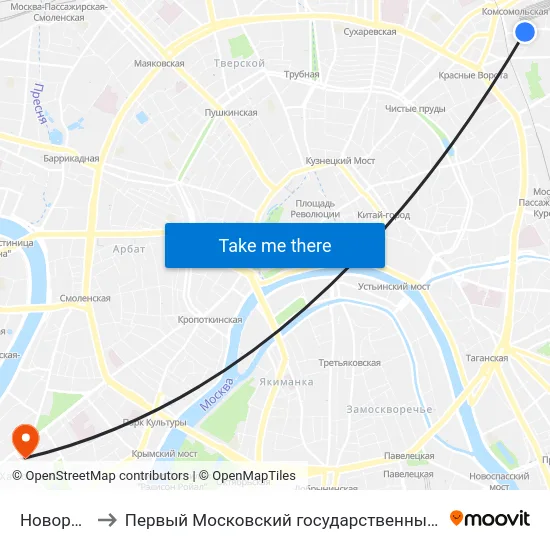 Новорязанская ул. to Первый Московский государственный медицинский университет им. И. М. Сеченова map