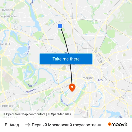 Б. Академическая ул. to Первый Московский государственный медицинский университет им. И. М. Сеченова map