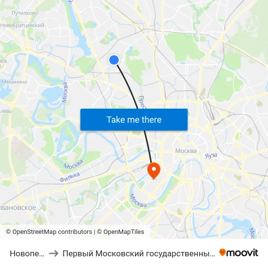 Новопетровская ул. to Первый Московский государственный медицинский университет им. И. М. Сеченова map