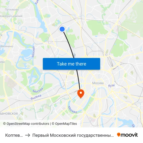 Коптевский рынок to Первый Московский государственный медицинский университет им. И. М. Сеченова map