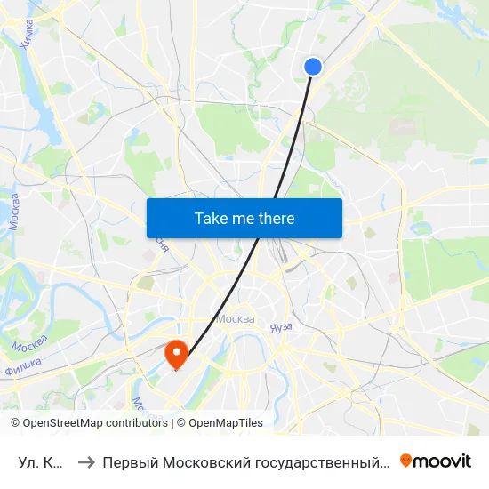 Ул. Коминтерна to Первый Московский государственный медицинский университет им. И. М. Сеченова map