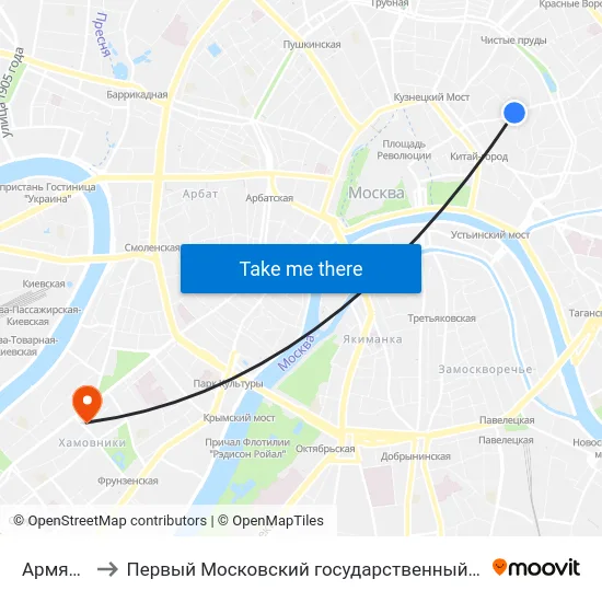 Армянский пер. to Первый Московский государственный медицинский университет им. И. М. Сеченова map