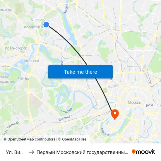 Ул. Вилиса Лациса to Первый Московский государственный медицинский университет им. И. М. Сеченова map