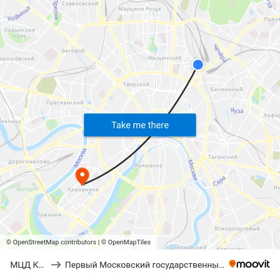 МЦД Каланчёвская to Первый Московский государственный медицинский университет им. И. М. Сеченова map