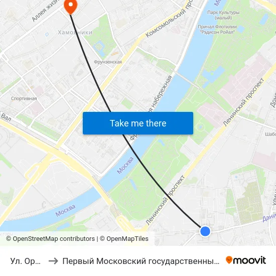 Ул. Орджоникидзе to Первый Московский государственный медицинский университет им. И. М. Сеченова map