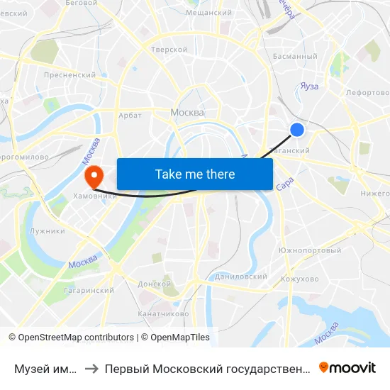 Музей им. Андрея Рублева to Первый Московский государственный медицинский университет им. И. М. Сеченова map
