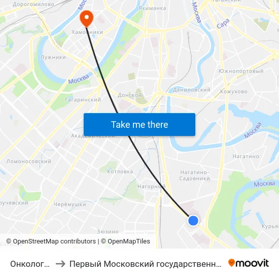 Онкологический центр to Первый Московский государственный медицинский университет им. И. М. Сеченова map
