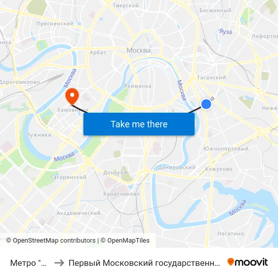 Метро "Пролетарская" to Первый Московский государственный медицинский университет им. И. М. Сеченова map